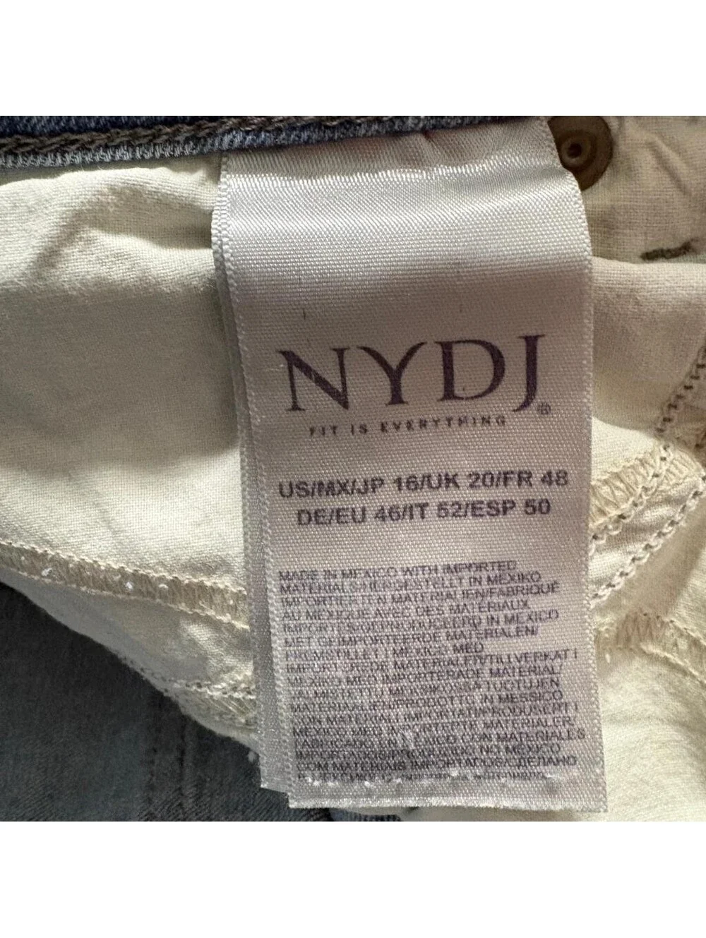 NYDJ Marilyn Straight Crop Jeans Womens 16 Blue Lift Tuck Denim Capris